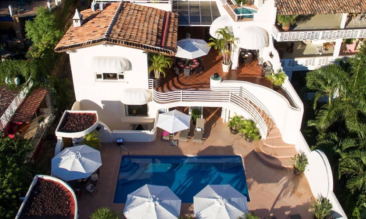 Downtown Puerto Vallarta House | beautiful villa hillside ,stunning views , private pool , staff service
