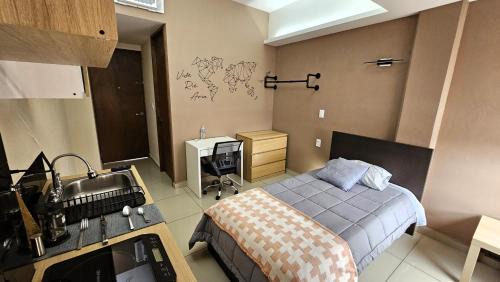 Cuautitlan Izcalli Apartment | A01 MASTER Suite WHITE Cocina Terraza Companies Work Teams 1-2 PAX