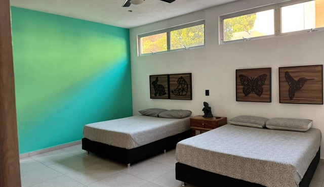 Lake view apartment, ideal for home office.
